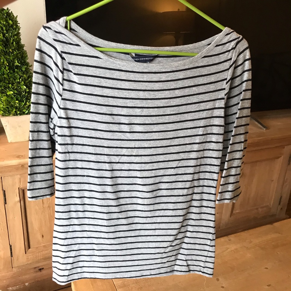 French connection 3/4 length boat neck t shirt